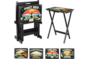 Cape Craftsmen Rectangular TV Trays Table | Set of 4 | Easy Folding Couch Trays with Storage Rack | Decorative Portabe Serving Tables for Home Activities (California)