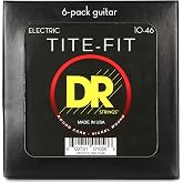 DR Strings Tite-Fit Electric Guitar Strings - .010-.046, (6-pack
