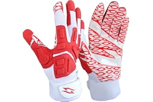 SCALE WEAR DESIGN Stealth Padded Football Receiver Gloves - White, Battle College Lineman, Be a Villain Not a Joker with Padded Stealth Football Gloves with Tacky Grip Palms, Youth, Kids, Men, Boys, Small to XXL Sizes