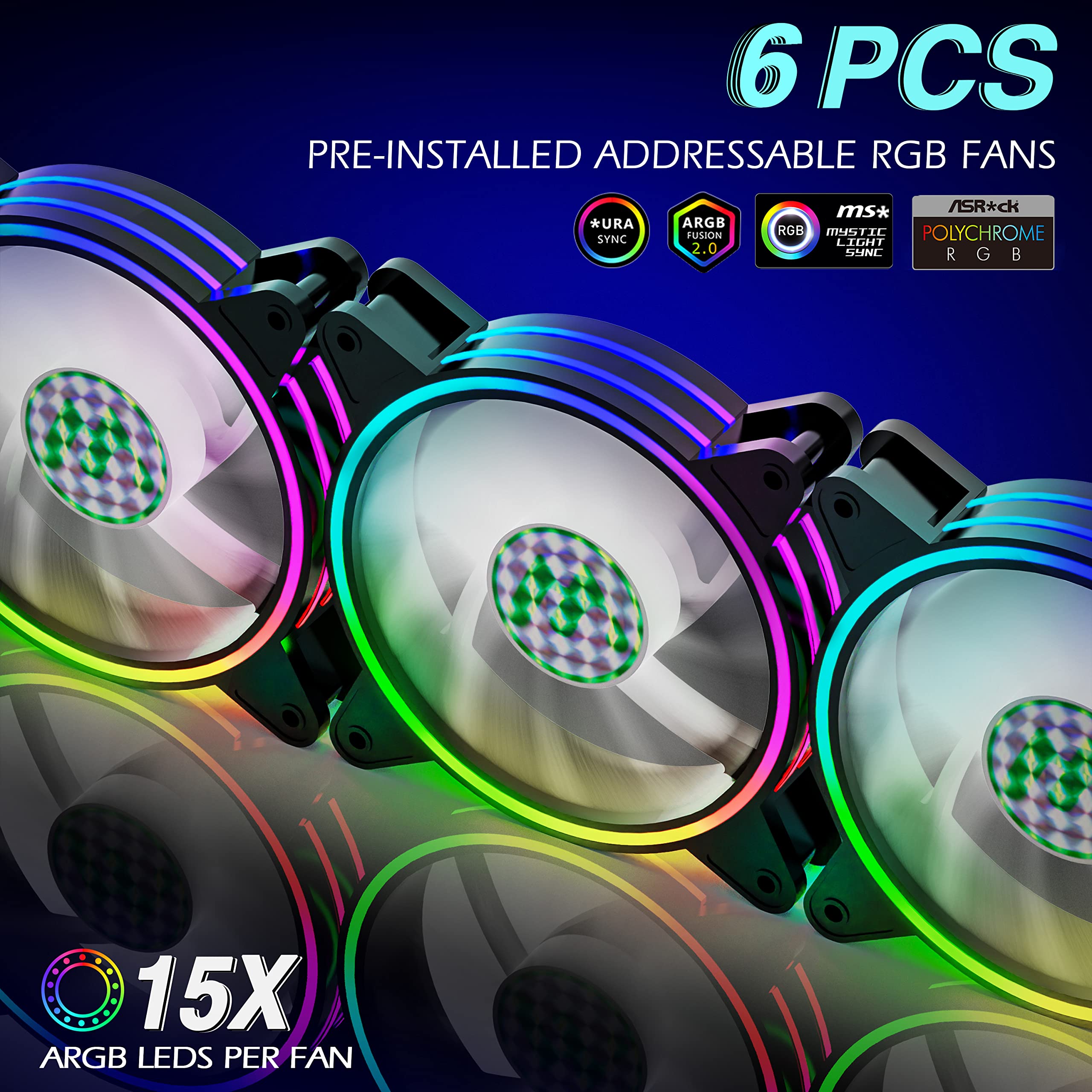 Mua MUSETEX ATX PC Case Pre-Installed 6Pcs 120mm ARGB Fans, Computer ...