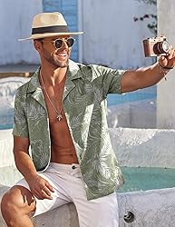COOFANDY Mens Hawaiian Shirt Summer Beach Vacation