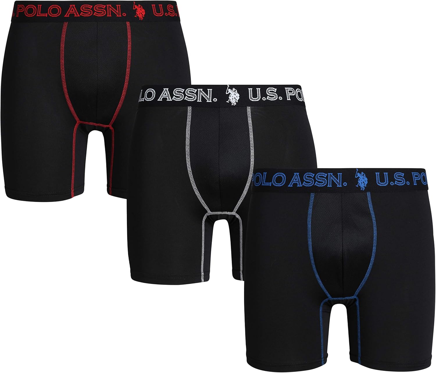 U.S. Polo Assn. Mens’ Quick Dry Performance Boxer Briefs (3 Pack), Black/Black/Black, Size Small' at  Men’s Clothing store