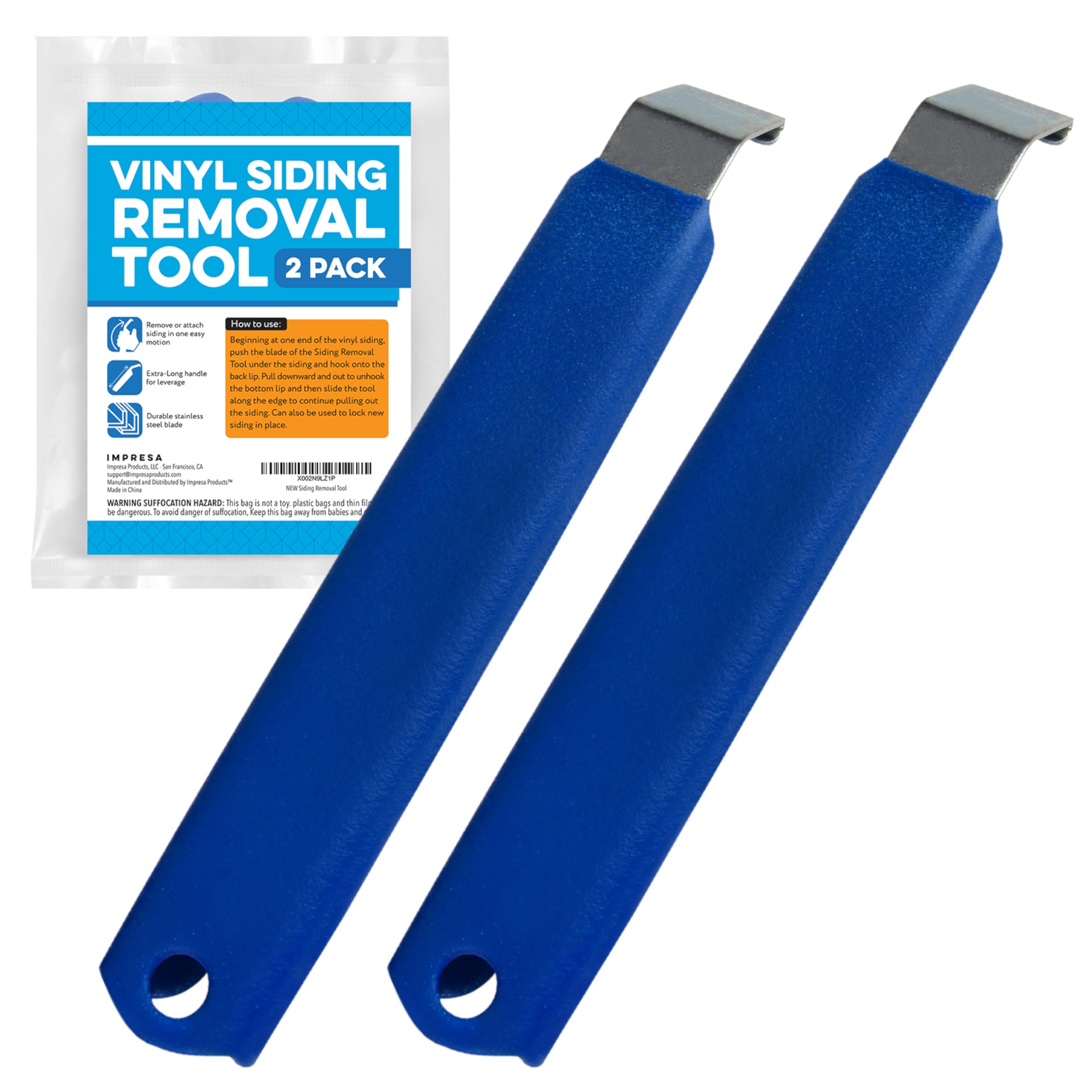 IMPRESA 2 Pack Vinyl Siding Removal Tool for Installation and Repair, Extra Long Non-Slip Grip Handle, Easy Removal of Vinyl Sidings Without Damaging Siding