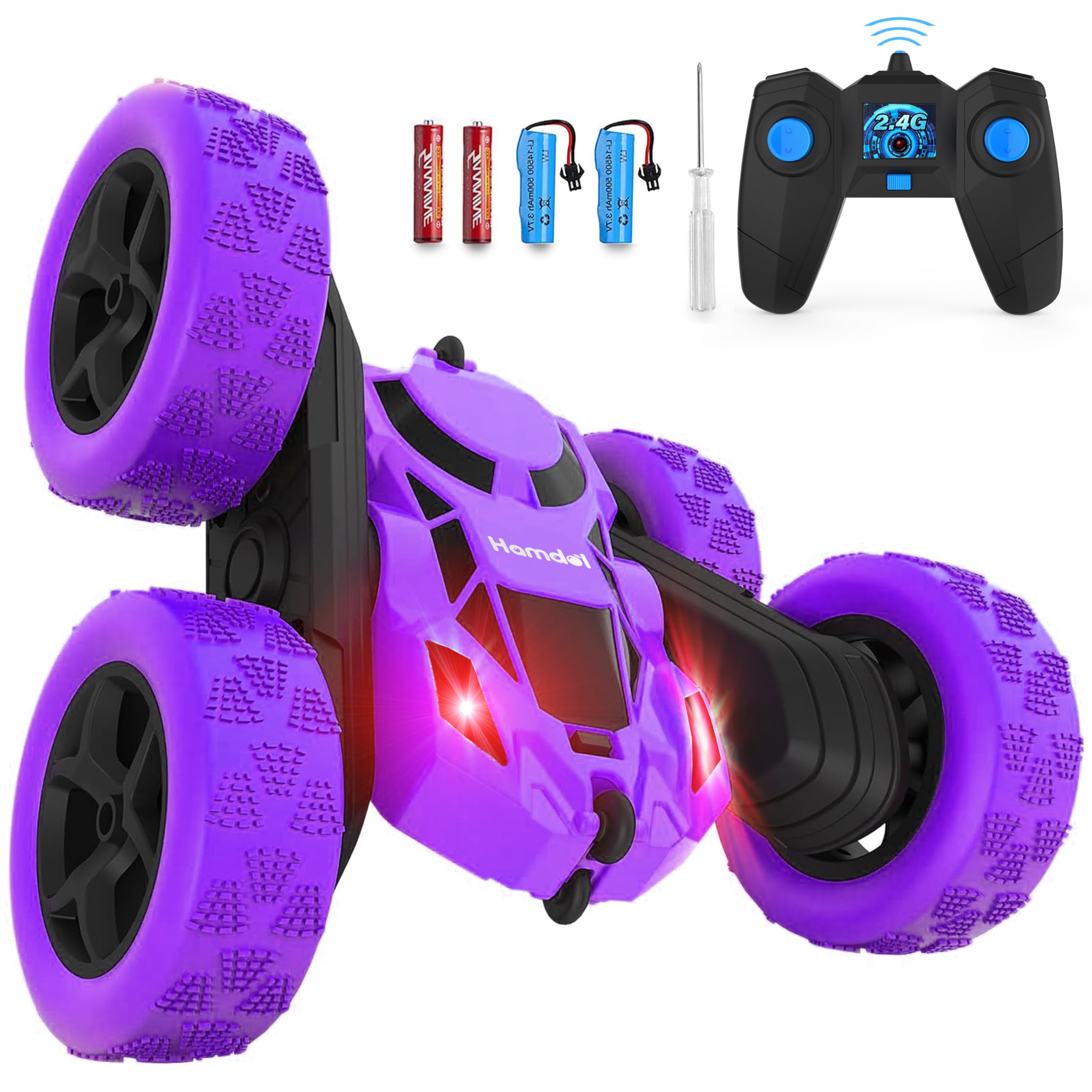 Photo 1 of ***(MISSING CHARGER/ UNABLE TO TEST ITEM)***Hamdol Remote Control Car for Kids, 360° Spinning RC Stunt Car with Lights, 4WD Electric Off-Road Vehicle, 2.4GHz Rechargeable Toy Cars for Boys Girls Age 6 7 8 9 10 11 12, Birthday