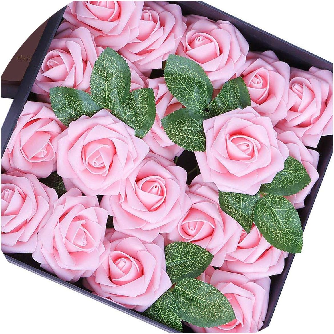 Artificial Flower 20pcs Fake Flowers with Stems, Pink Rose for GIF DIY Wedding Home