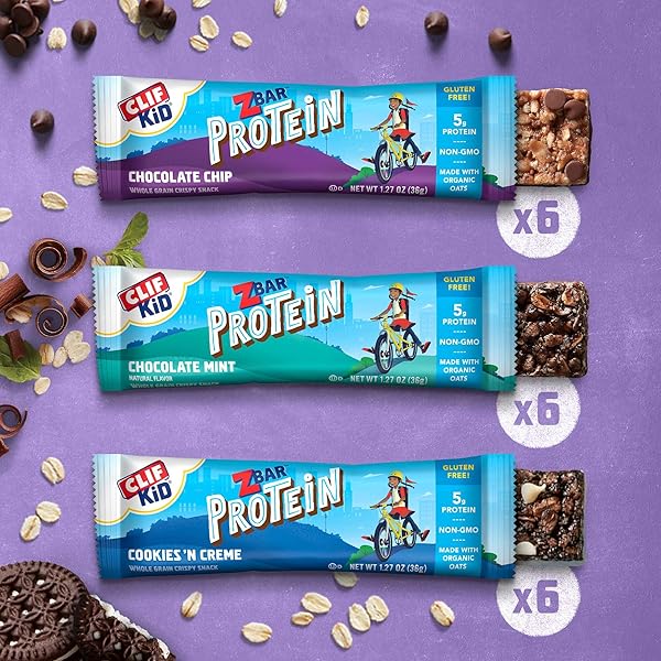 ZBAR PROTEIN – CHOCOLATE CHIP, CHOCOLATE MINT, AND COOKIES ‘N CREME – VARIETY PACK – CRISPY SNACK BARS – MADE WITH ORGANIC OATS – NON-GMO – 5G PROTEIN – GLUTEN FREE PROTEIN BARS (18 PACK)