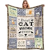 AJIIUSV Cat Gifts for Women, Cat Mom Blankets 50x60 Inch, Gifts for Cats Lovers Women for Mothers Day Christmas Thanksigiving