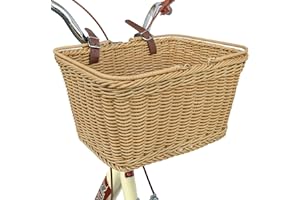 GRANNY SAYS Bike Basket, Wicker Basket for Bike, Hand-Woven Bicycle Basket, Detachable Wicker Front Handlebar Bike Basket