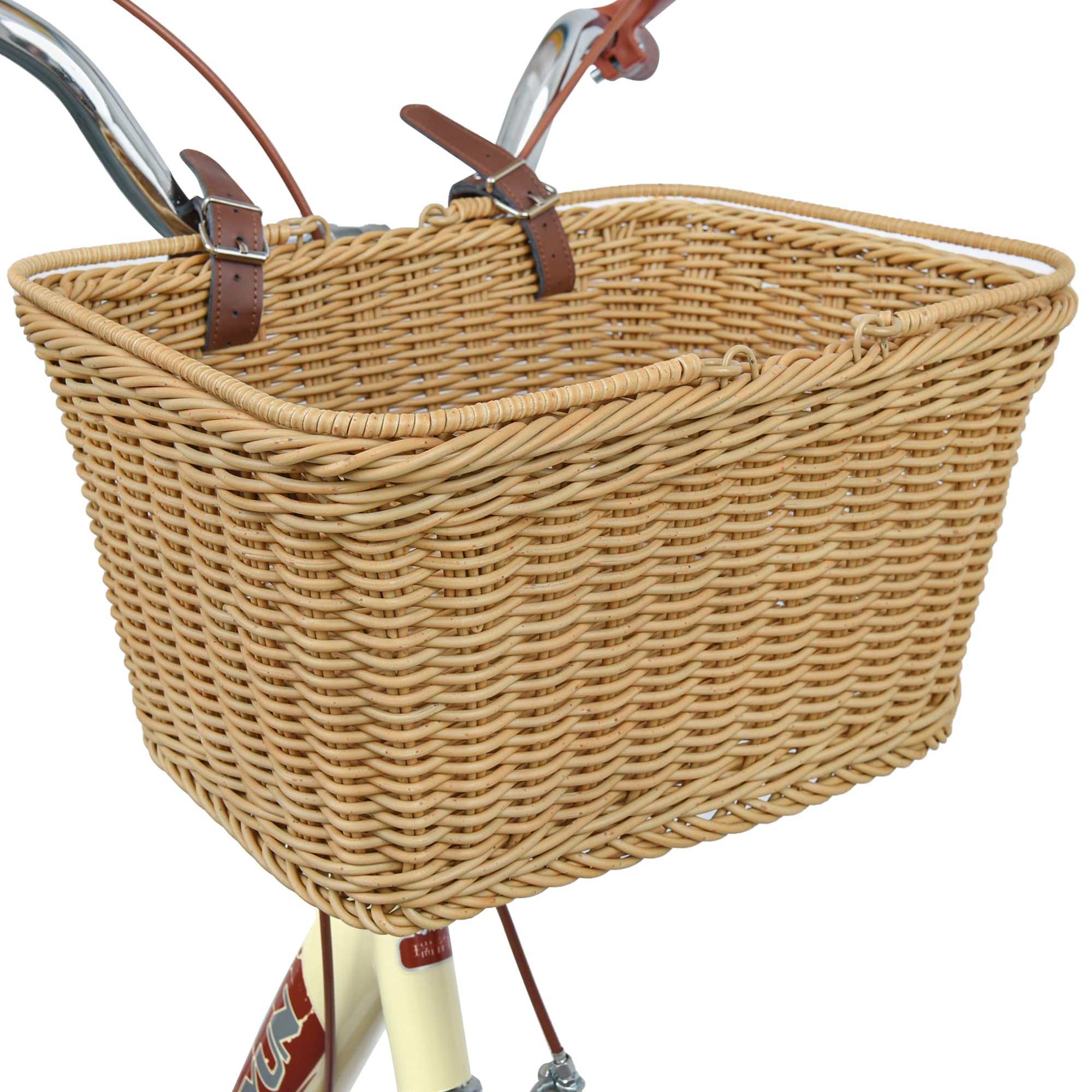 Photo 1 of GRANNY SAYS Bike Basket, Wicker Basket for Bike, Hand-Woven Bicycle Basket, Detachable Wicker Front Handlebar Bike Basket