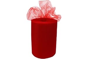 GIFTWRAP ETC. Red Tulle Ribbon Christmas Decor - 6" x 100 Yards, Fabric Netting Decoration, Wreath, Garland, Swag, Veil, Streamers, Gift Wrapping, Bows, Fall, Christmas, Valentine's Day