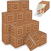 50 Pack Cielito Lindo Party Favor Boxes, 3x3x3 Inch Platos De Barro Mexicanos Terracotta Paper Candy Treat Box for Baby Shower Cinco de Mayo Talavera Theme Wedding & Birthday Decorations, Brown Green