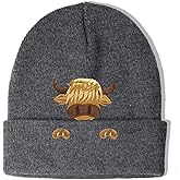 Highland Cow Embroidered Beanie Hat for Women Men Highland Lovers Cute Christmas Stocking Stuffers Animal Birthday Gifts