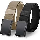 JASGOOD 2 Pack Stretch Web Belt for Men with Metal Buckle Outdoor Work Sports Hunting Hiking