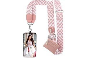 XANGNIER Clip and Go Strap for Phone with Wallet Crossbody, Phone Strap with Zippered Wallet, Adjustable Anti Theft Cellphone Lanyard for Women, Cellphone Chain Accessories,Multicolor 18
