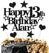 EDSG Personalised Happy Birthday Cake Topper Custom Any Name Age Glitter