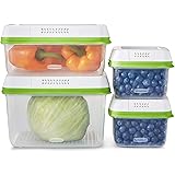 Rubbermaid FreshWorks Produce Saver, Medium and Large Storage Containers, 8-Piece Set, Clear