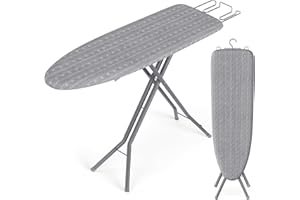 SONGMICS Ironing Board, Foldable Iron Board, Height Adjustable up to 35 Inches, with 4 Layered Cover and Pad, Iron Rest, Hook, Steel X-Legs, for Home, Laundry Room, Dorm, Dove Gray ULLB001G01