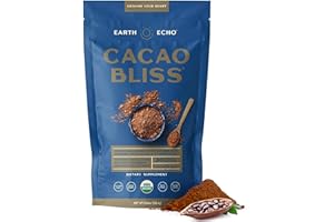 Earth Echo Cacao Bliss - Ceremonial Grade Organic Raw Cacao Powder with MCT Oil & Turmeric - Supports Energy Boost, Mindful Snacking & Focus - Unsweetened, Vegan, GMO & Gluten-Free, 30 Servings