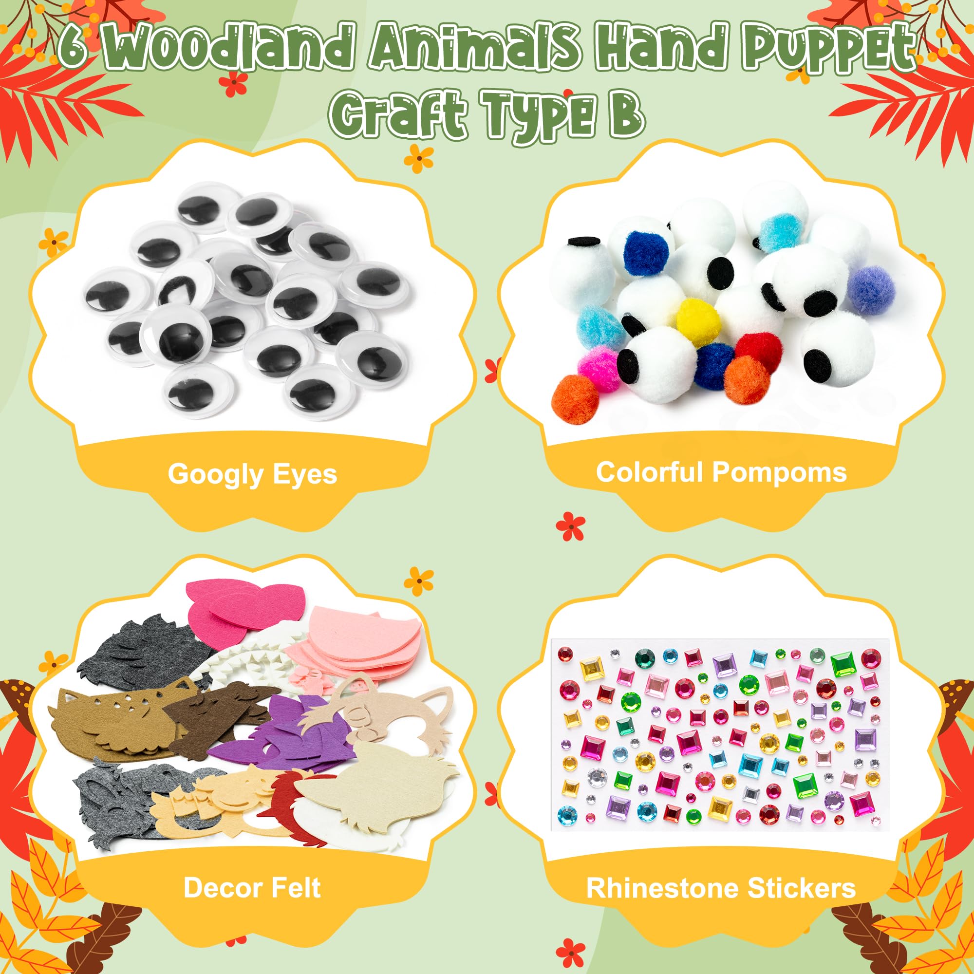 WATINC 6Pcs Hand Puppet Making Kit, Art Craft Felt
