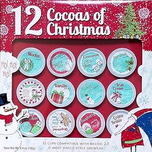 12 Cocoas of Christmas - 12 K Cups - Premium Holiday Cocoa - Gift Set