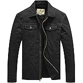 WenVen Men's Casual Canvas Cotton Jacket Lightweight Military Utility Jacket