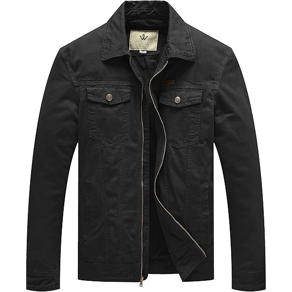 whattry Mens Casual Washed Cotton Military Jacket Warm