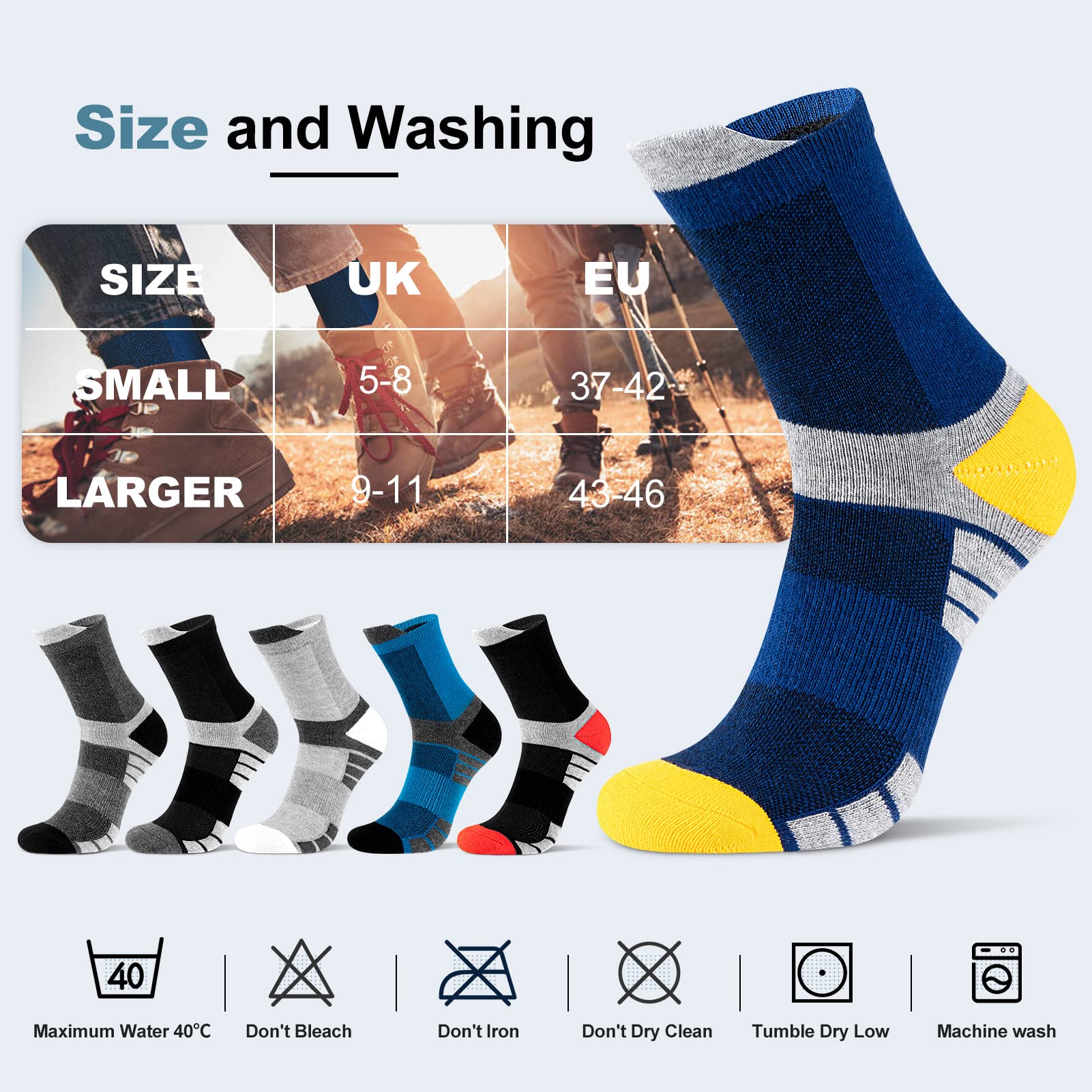 Niofind Socken Herren Damen 43-46 37-42, 6 Paar Baumwolle Sportsocken, Wandersocken, Arbeitssocken, Atmungsaktiv Tennissocken, Laufsocken, Elastische Sneaker mit Dicke Frotteesohle 6