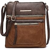 Dasein Crossbody Purse for Women Vegan Leather Shoulder Handbags Messenger Bags with Multi Zipper Pockets
