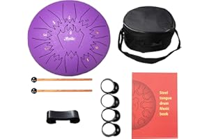 Nanrika Steel Tongue Drum, 10 Inch 11 Note, Percussion Instrument, Hand Pan Drum, With Bag, Music Book, Drumstick and Finger Cover (Lavender)