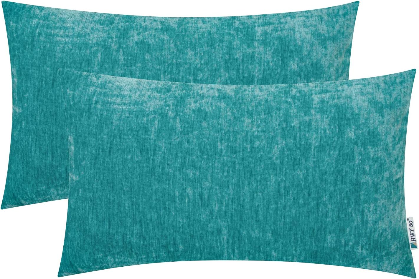 HWY 50 Dark Cyan Teal Decorative Lumbar Throw Pillows Covers Set for Couch Sofa Living Room Bed 12 x 20 inch, Soft Comfortable Cashmere Solid Decor Rectangle Throw Pillow Case Cushion Cover Pack of 2