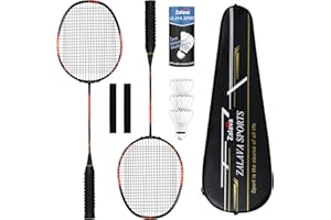 Zalava Badminton Racquets Set Professional Badminton Rackets Lightweight,4 Pack/2 Pack Carbon Fiber, 3 Feather Shuttlecocks, with Protect Case & Overgrip,for Beginners,Advanced Players