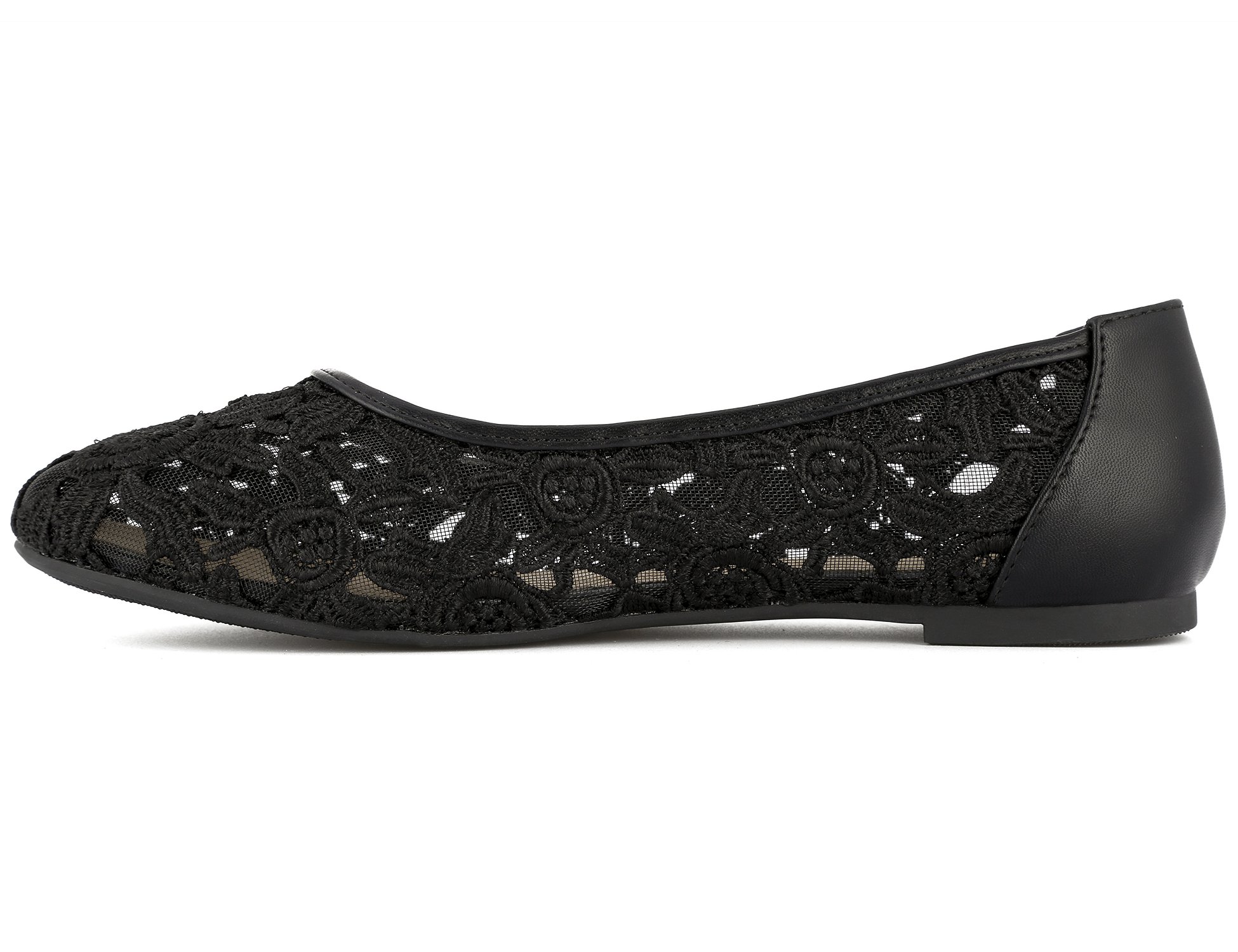 Greatonu Women's Flats Cut Out Round Toe Slip On Floral Ballet Flat Comfortable Lace Flats Dressy - Image 4