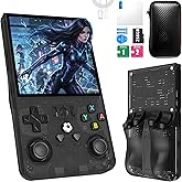 R36MAX Handheld Game Console, 40000+ Games Retro Gaming Console, 256GB TF Card Mini Retro Video Console, 4000mAh Rechargeable 4.0" IPS HD Screen Portable Pocket Arcade (Transparent Black)