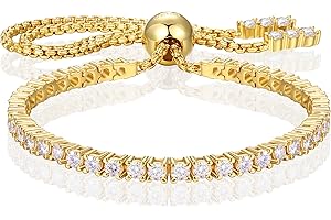 TUHE Moissanite Tennis Bracelet 1.52ct-7.76ct Adjustable Bracelet for Women 18K White Gold Plated S925 Sterling Silver Tennis Bracelet D Color VVS1 Round Cut 2/3/4mm Moissanite Bracelet Gifts for Wife/Mom