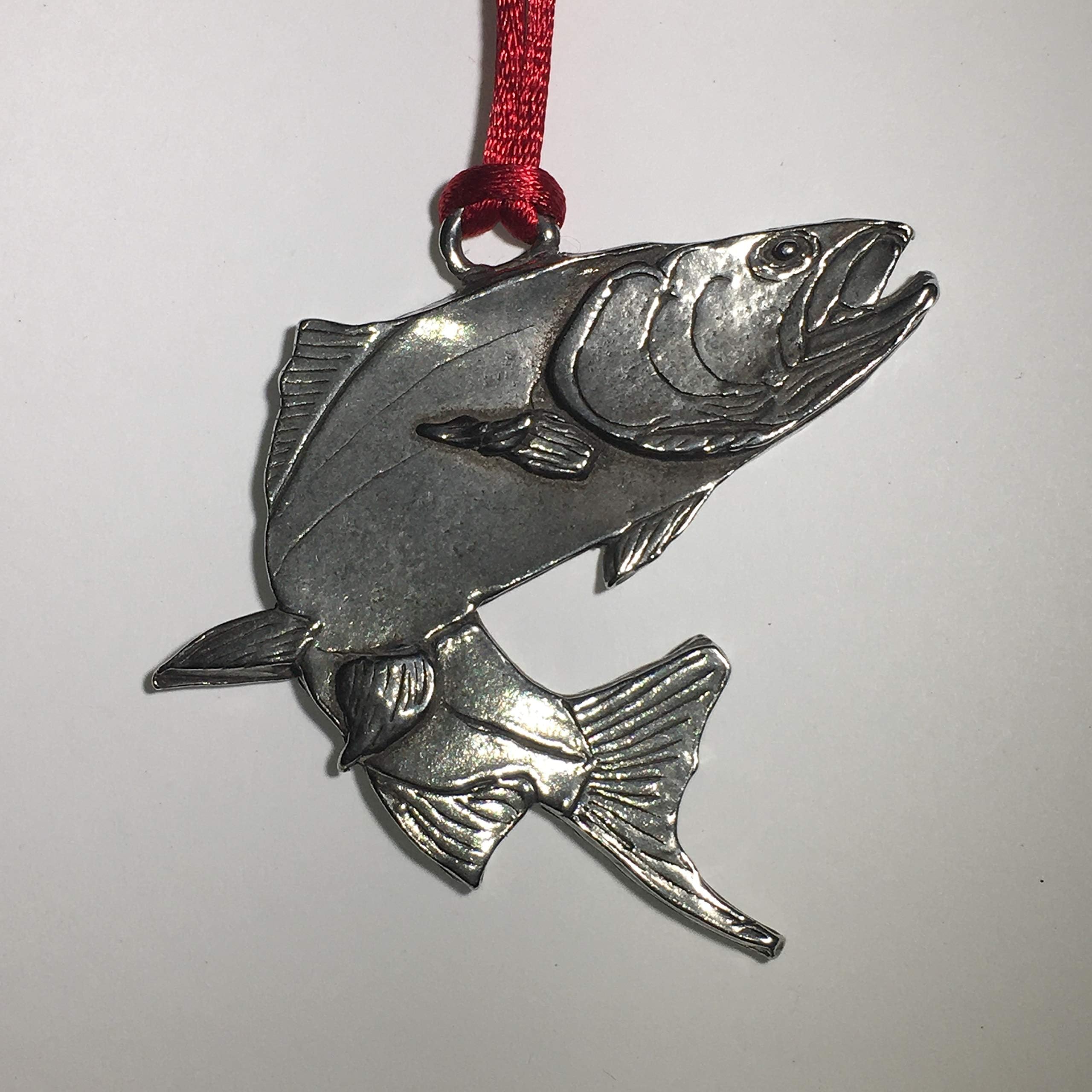 Fishing Dreams Christmas Ornament, Made in USA, fine Pewter. Tree Decoration, Hanging Ornament, Handcrafted Pewter, Home Holiday Decoration. Wildlife.Gift.