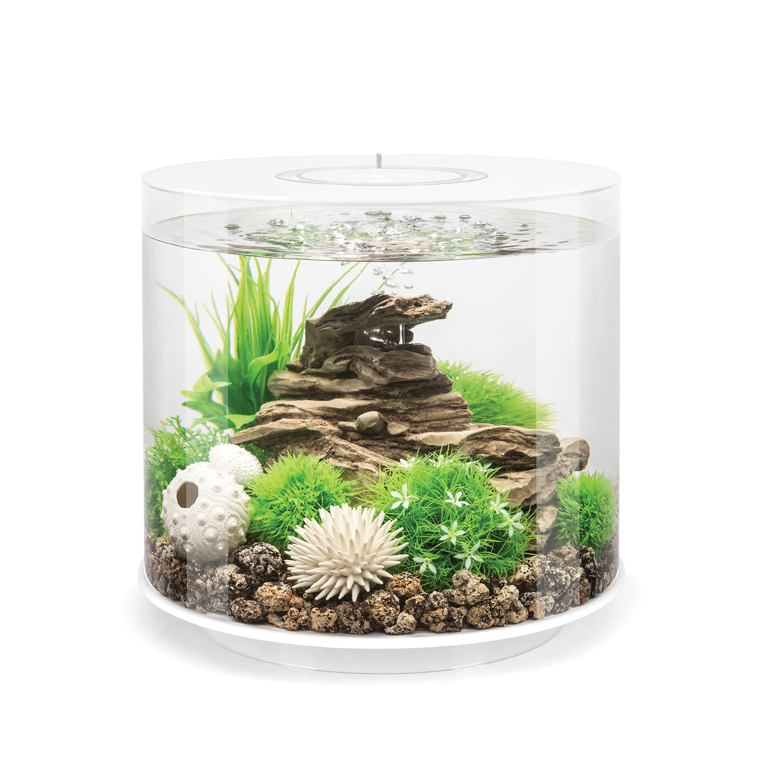 biOrb 72063 TUBE 15 LED white - 15 litre 360-degree decorative aquarium complete set made of acrylic glass with LED lighting, filter system and ceramic base