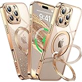 Offical Desert Titanium for iPhone 16 Pro Max Case with 360 Spin Stand [DIY Glitter Cardstock] [Fit for MagSafe] 16FT Mil-Protection Polished for iPhone 16 Pro Max Case with Stand, Desert Titanium