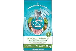 Purina ONE +Plus Dry Cat Food, Indoor Advantage Turkey - 7.2 kg Bag