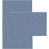 Blue Bathroom Rugs Chenille Bath Mats Set 2 Piece Extra Soft and Absorbent Shaggy Rugs, Machine Wash and Dry, Perfect Plush Bath Mats for Tub, Shower, Bathroom ​Decor, Washable Carpets Set