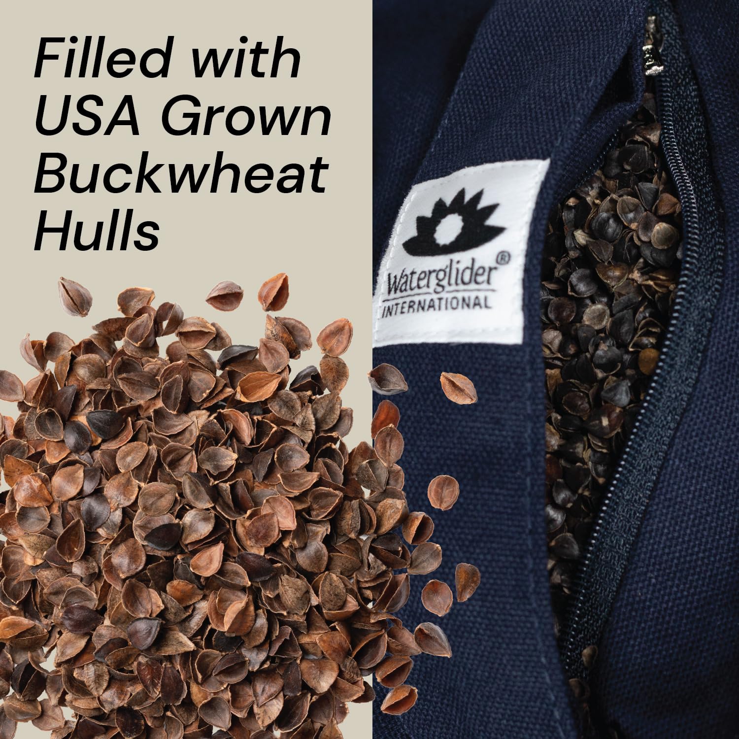 Waterglider International Meditation Cushion (Plum) Crescent, Buckwheat Husk Filled, Floor Pillow or Cushions, Yoga Seat, Zafu, Made in The USA - Image 6