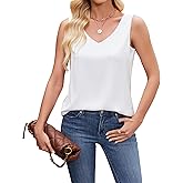 YAMANMAN Women Double Layer Satin Tops V Neck Casual Cami Sleeveless Camisole Blouses Summer Basic Tank Shirt Women Tank Top
