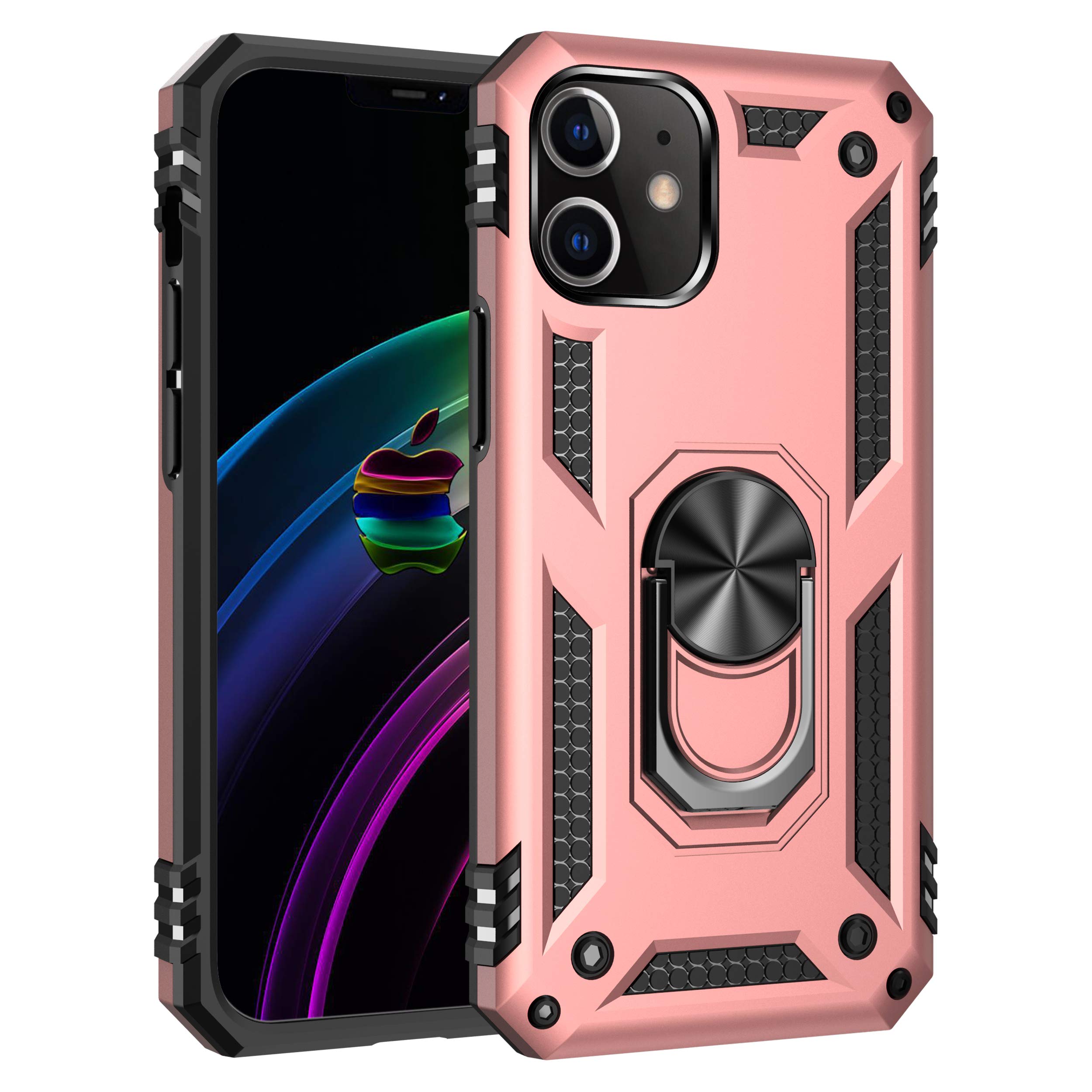 Korecase Phone Case for iPhone 11 Case with Ring Stand Full Body Heavy Duty Shockproof Shell Military Grade Drop Protection Phone Cover for iPhone 11 Women 6.1'' Rose Gold