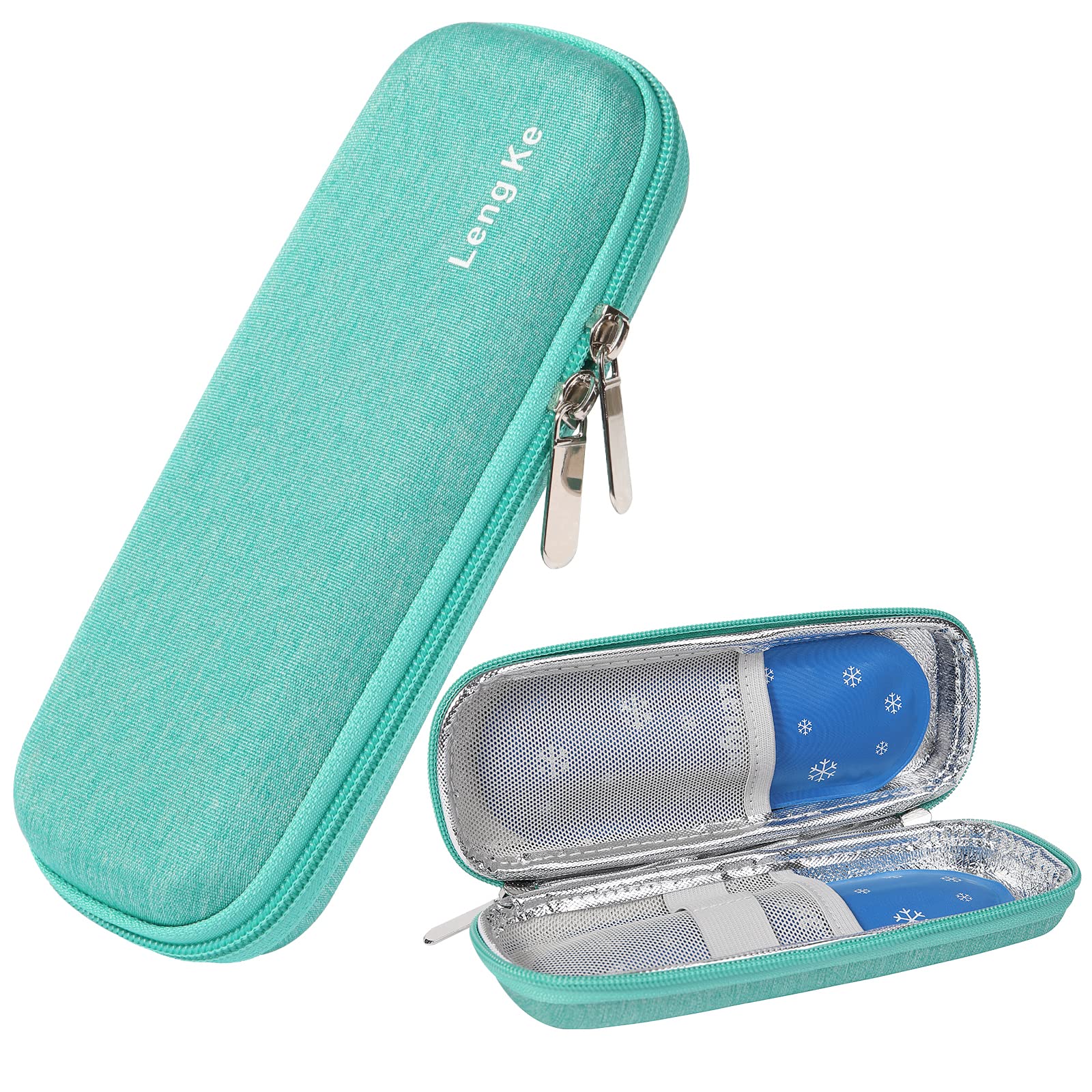 JAKAGO EVA Compact Insulin Cooler Travel Hard Case,Lightweight and Durable Diabetic Small Storage Travel Packs for Insulin Pens & Needles with 2 Ice Pack (Green)