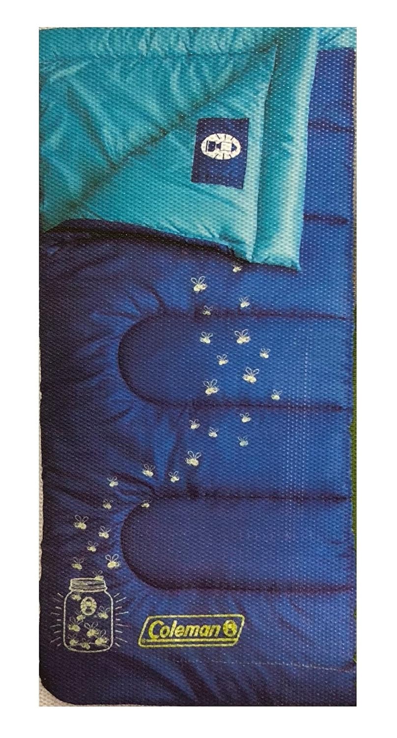 Coleman Sleeping Bag - Lightweight, Waterproof for Adults and Kids Camping Gear Equipment, Traveling, and Indoor, Outdoor, Glow in the Dark, Blue