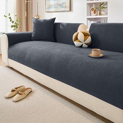 LINGKY Soft Chenille Sofa Cover 1 2 3 Seater Non-Slip Fuzzy Textured Furniture