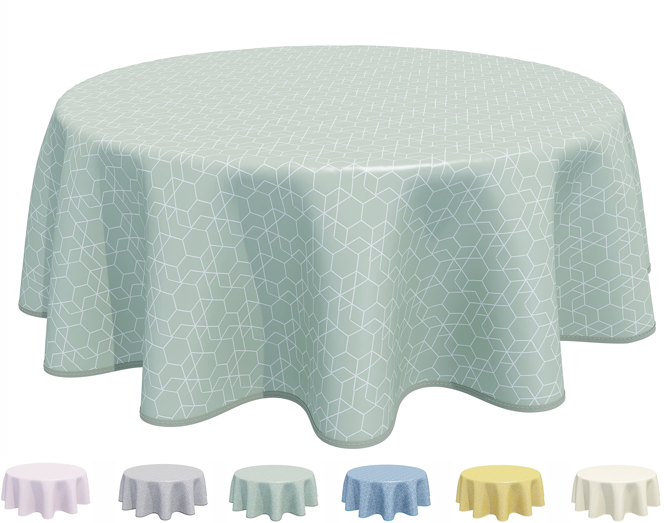 Home Direct Round Oilcloth PVC Wipe Clean Tablecloth 160cm 62" Sage Green — image 1