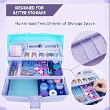 Creahaus 12in 3 Layer Storage Box with 2 Trays Blue Purple view 4