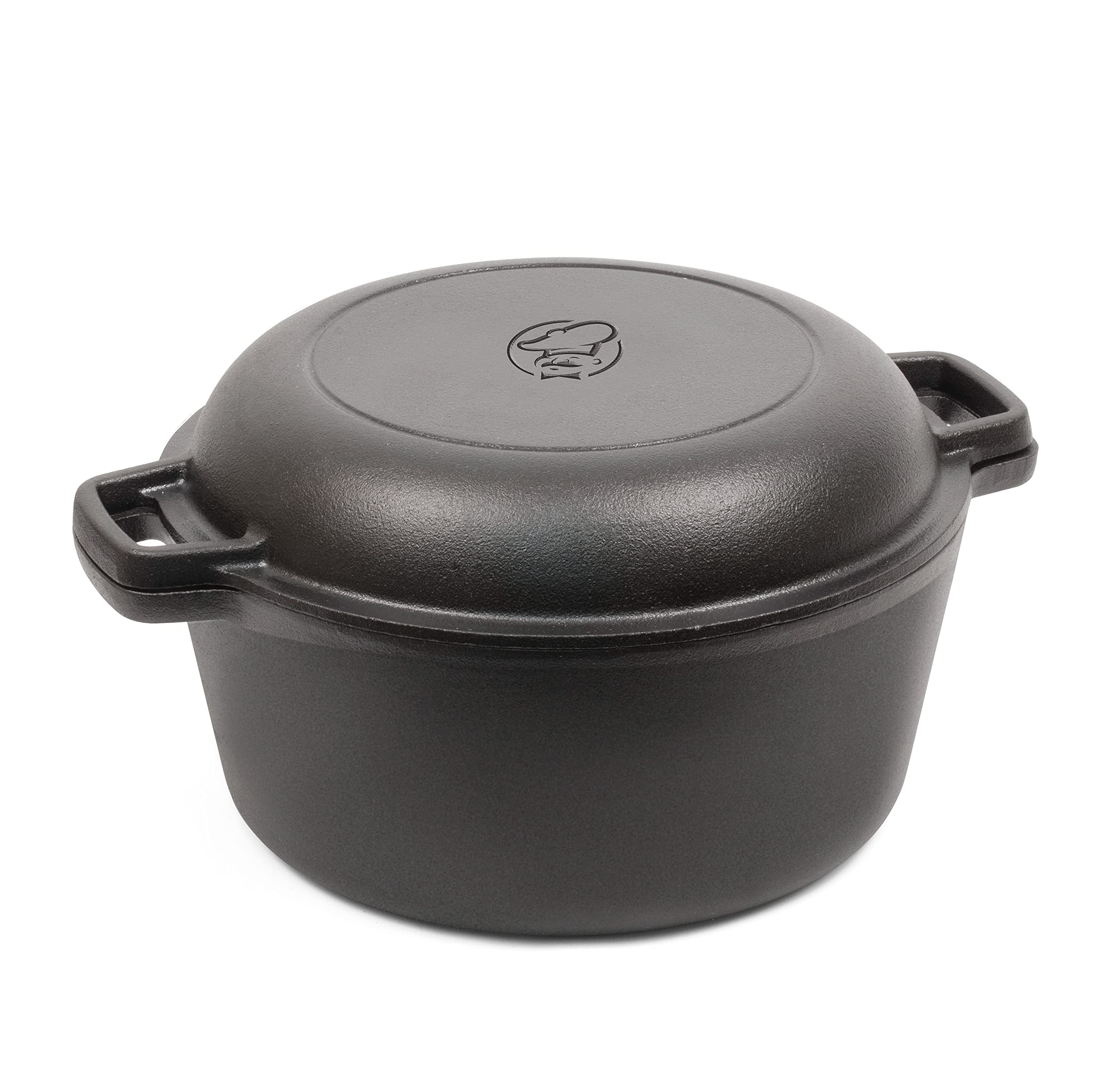 COMMERCIAL CHEF 5-Quart Cast Iron Dutch Oven with Skillet Lid Image