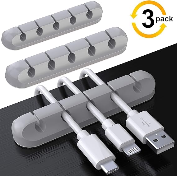 3Pack Cable Holder Clips, Desktop Cable Organizer Cord Wire Management