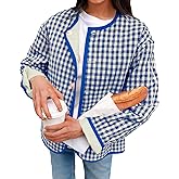 Tankaneo Womens Plaid Quilted Jackets Casual Lightweight Reversible Jacket Button Down Puffer Padded Coat
